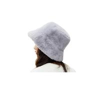 Elegante sombrero de mujer en suave piel sintética, grueso y esponjoso con ala ancha, hermoso y cálido