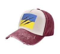 Elegante Sombrero de sol con Estampado de Bandera de Ucrania para Hombre y Mujer, de Malla Ajustable y Transpirable, para la Playa, Uso Diario e Informal. Ligero, Duradero y Cómodo. Dark Red One Size