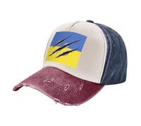 Elegante Sombrero de sol con Estampado de Bandera de Ucrania para Hombre y Mujer, de Malla Ajustable y Transpirable, para la Playa, Uso Diario e Informal. Ligero, Duradero y Cómodo. Navy and Red