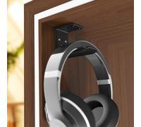 Elegante soporte de aluminio para auriculares que ahorra espacio, gancho multiusos duradero para auriculares, instalación con cinta adhesiva