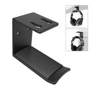 Elegante soporte de aluminio para auriculares que ahorra espacio, gancho multiusos duradero para auriculares, instalación con cinta adhesiva