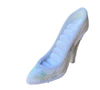 Elegante soporte de felpa para zapatos, aretes, collares, anillos, soporte de exhibición decorado con perlas, soporte de exhibición de joyas con base estable