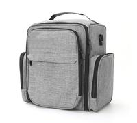 Elegante soporte de laca de uñas de 3 compartimentos, resistente al agua, perfecto para expertos en salones de belleza y usuarios, organizador portátil de esmalte de uñas con asa de transporte, Gray