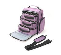 Elegante soporte de laca para uñas de 3 compartimentos, resistente al agua, perfecto para expertos en salones de belleza y usuarios, a prueba de derrames, estuche portátil, Purple, Mass Beauty