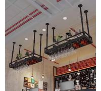 Elegante soporte de metal para colgar en el techo y la pared, para bar, cocina y sala de estar, color negro, 120 x 35 cm, perfecto para los amantes del vino y los artistas domésticos