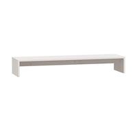 Elegante soporte de monitor blanco, 100 x 24 x 13 cm, madera de pino maciza, soporte para TV y computadora con almacenamiento, perfecto para oficina en casa y dormitorio