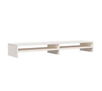 Elegante soporte de monitor blanco, 100 x 24 x 13 cm, madera de pino maciza, soporte para TV y computadora con almacenamiento, perfecto para el hogar y la oficina, dormitorio