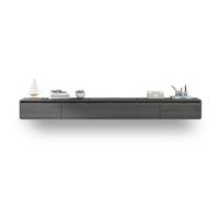 Elegante soporte de TV flotante gris para espacios pequeños, consola multimedia montada en la pared con 2 cajones, moderno estante de TV de 160 cm, solución de almacenamiento elegante para