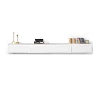 Elegante soporte de TV flotante moderno de 70.8 pulgadas, centro de entretenimiento montado en la pared con amplia consola multimedia y 2 puertas grandes, elegante solución de almacenamiento para cine