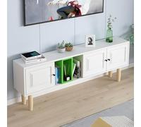 Elegante soporte de TV móvil de 4 pies con 3 puertas abatibles y estante central, consola multimedia de madera para sala de estar y oficina, muebles modernos para Soggiorno y Salotto.