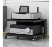 Elegante soporte multimedia AV de 2 niveles con ruedas, moderno estante de audio y video para TV, DVD, CD y consolas de juegos, estante de entretenimiento versátil y gabinete estéreo de 20 x 16 x 24