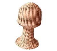 Elegante soporte para sombreros y pelucas, hecho a mano, de ratán, para amantes de la moda
