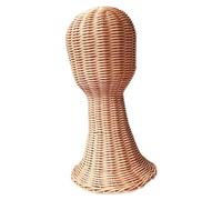 Elegante soporte para sombreros y pelucas, hecho a mano, de ratán, para amantes de la moda