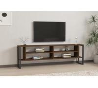 Elegante soporte para TV de nogal, 160 cm de ancho, 50,4 cm de alto, 24,5 cm de profundidad, 100 % melamina, tablero de partículas recubierto de melamina, 18 mm de grosor | Ample Shelves & Storage for