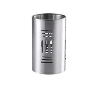 Elegante soporte redondo para utensilios de acero inoxidable, organizador perfecto para tenedores, cucharas y palillos, mejora la encimera de la cocina (plata A)