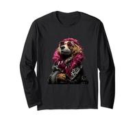 Elegante Spaniel Retrato Moda Perro Copa de Vino Gráfico Manga Larga