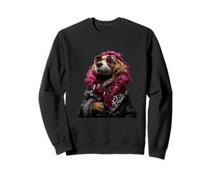 Elegante Spaniel Retrato Moda Perro Copa de Vino Gráfico Sudadera