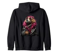 Elegante Spaniel Retrato Moda Perro Copa de Vino Gráfico Sudadera con Capucha