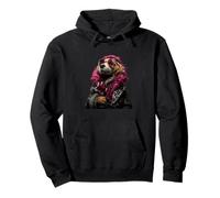 Elegante Spaniel Retrato Moda Perro Copa de Vino Gráfico Sudadera con Capucha