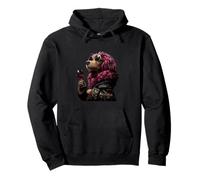 Elegante Spaniel Retrato Moda Perro Copa de Vino Gráfico Sudadera con Capucha