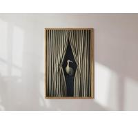 Elegante stampa artistica di uccelli, decorazione murale surreale a strisce bianche e nere, opera d'arte moderna per soggiorno, cornice 70x100 cm