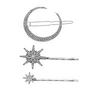 Elegante Star Moon Rhinestones Clip para el pelo 3pcs Set Accesorios para el cabello para Novia Boda Fiesta Mujeres Niñas Prom Event Clip para Ocasiones Especiales
