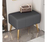 Elegante taburete de madera gris oscuro con patas de metal, reposapiés de esponja suave para entrada, sala de estar, balcón, vestidor - 20 x 14 x 16 (50 x 35 x 40 cm)