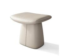 Elegante taburete de maquillaje de madera maciza beige y banco de entrada, elegante asiento de tocador con cómodo cojín de sillín, puf versátil para dormitorio, piano y vestidor, 50 x 35 x 43 cm