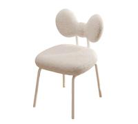 Elegante taburete de tocador blanco con respaldo de lazo, silla de maquillaje ajustable para mujeres y niñas, asiento de escritorio sin brazos con almohadillas para los pies, ideal para vestirse y