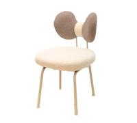 Elegante taburete de tocador con respaldo de lazo, silla de maquillaje ajustable sin brazos para mujeres y niñas, elegante asiento de escritorio para sala de estar y dormitorio, blanco/gris con