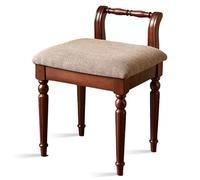 Elegante taburete de tocador de maquillaje retro con respaldo, cómoda silla acolchada, patas de madera maciza, elegante asiento de tocador para mujer, capacidad de 240 libras, acabado de nogal