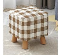 Elegante taburete otomano cuadrado de madera, acolchado con funda de lino extraíble, 4 patas, taburete compacto para cambiar zapatos, decoración perfecta para el hogar, 28 x 28 x 25 cm.