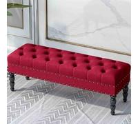 Elegante taburete otomano rojo vino, versátil reposapiés para sala de estar, dormitorio, banco de zapatos, sofá, 80 x 45 x 40 cm, perfecto para decoración del hogar y necesidades de comodidad