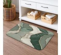 Elegante tapete de baño de mármol verde, inspirado en la naturaleza, suave, absorbente, antideslizante, decoración moderna para el hogar, baño, baño, 16 x 24 pulgadas