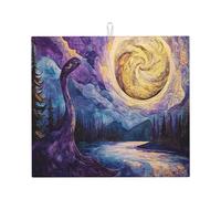 Elegante tapete de secado de platos de cocina, patrones personalizados únicos, material de poliéster, absorbente y antideslizante, perfecto para encimeras y fregaderos, universo de agua giratorio