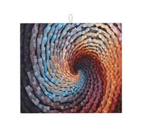 Elegante tapete de secado de platos de cocina, patrones personalizados únicos, material de poliéster, absorbente y antideslizante, perfecto para encimeras y fregaderos, bloque tridimensional