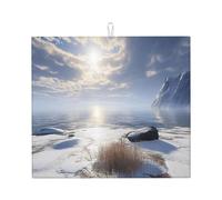 Elegante tapete de secado de platos de cocina, patrones personalizados únicos, material de poliéster, absorbente y antideslizante, perfecto para encimeras y fregaderos SnowySunCoast