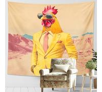 Elegante tapiz amarillo de gallo para colgar en la pared, decoración estética moderna para dormitorio, sala de estar, fiesta, divertida escena de la naturaleza, detalles singulares para el hogar, 152
