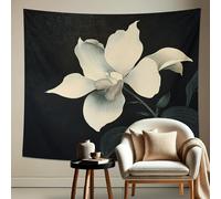 Elegante tapiz floral de orquídea, colgante de pared con flores blancas para primavera, decoración estética moderna del hogar, perfecto para dormitorio o sala de estar, 60 x 40 pulgadas