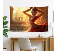 Elegante tapiz rojo de baile, arte cultural bohemio para colgar en la pared, tapices vibrantes estéticos para sala de estar, dormitorio, oficina, 152 x 127 cm