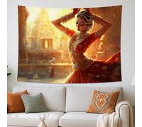 Elegante tapiz rojo de baile, arte cultural bohemio para colgar en la pared, tapices vibrantes estéticos para sala de estar, dormitorio, oficina, 80 x 60 pulgadas