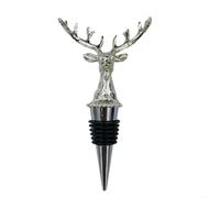 Elegante tapón de botella de corcho de vino de ciervo de aleación de zinc con junta de silicona para Prosecco Cava, cerveza, diseño a prueba de fugas, 6,6 cm (plata)
