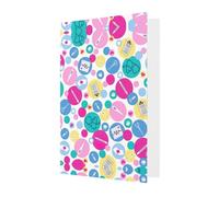 Elegante tarjeta de felicitación azul con sobres, bonitas tarjetas de papel de perlas con calcomanías a juego