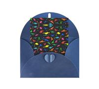 Elegante tarjeta de felicitación azul con sobres, bonitas tarjetas de papel de perlas con calcomanías a juego