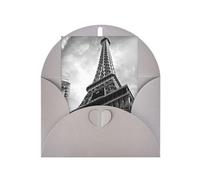 Elegante tarjeta de felicitación gris con estampado de la Torre Eiffel con sobre a juego, diseño bendecido en blanco para cumpleaños, boda
