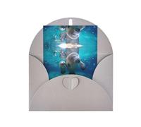 Elegante tarjeta de felicitación gris, con estampado de manatíes de las Indias Occidentales en blanco, tarjeta de sellos dorados bendecidos para cumpleaños, boda, día de San Valentín