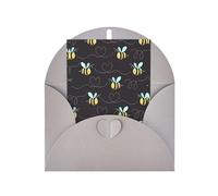 Elegante tarjeta de felicitación gris con sobre a juego, estampado de abejorro de dibujos animados en blanco bendecido para cumpleaños, día de San Valentín, boda