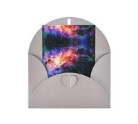 Elegante tarjeta de felicitación gris con sobres, tarjetas de papel con estampado de galaxia en el universo con calcomanías a juego