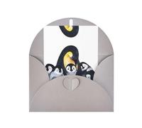Elegante tarjeta de felicitación gris, diseño de pingüinos de animales, estampado de acuarela, tarjeta en blanco con sellos dorados bendecidos para cumpleaños, boda, día de San Valentín