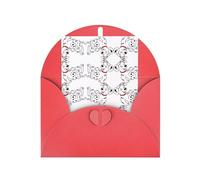 Elegante tarjeta de felicitación roja con sobre a juego, bonita impresión dálmata en blanco bendecida para cumpleaños, día de San Valentín, boda